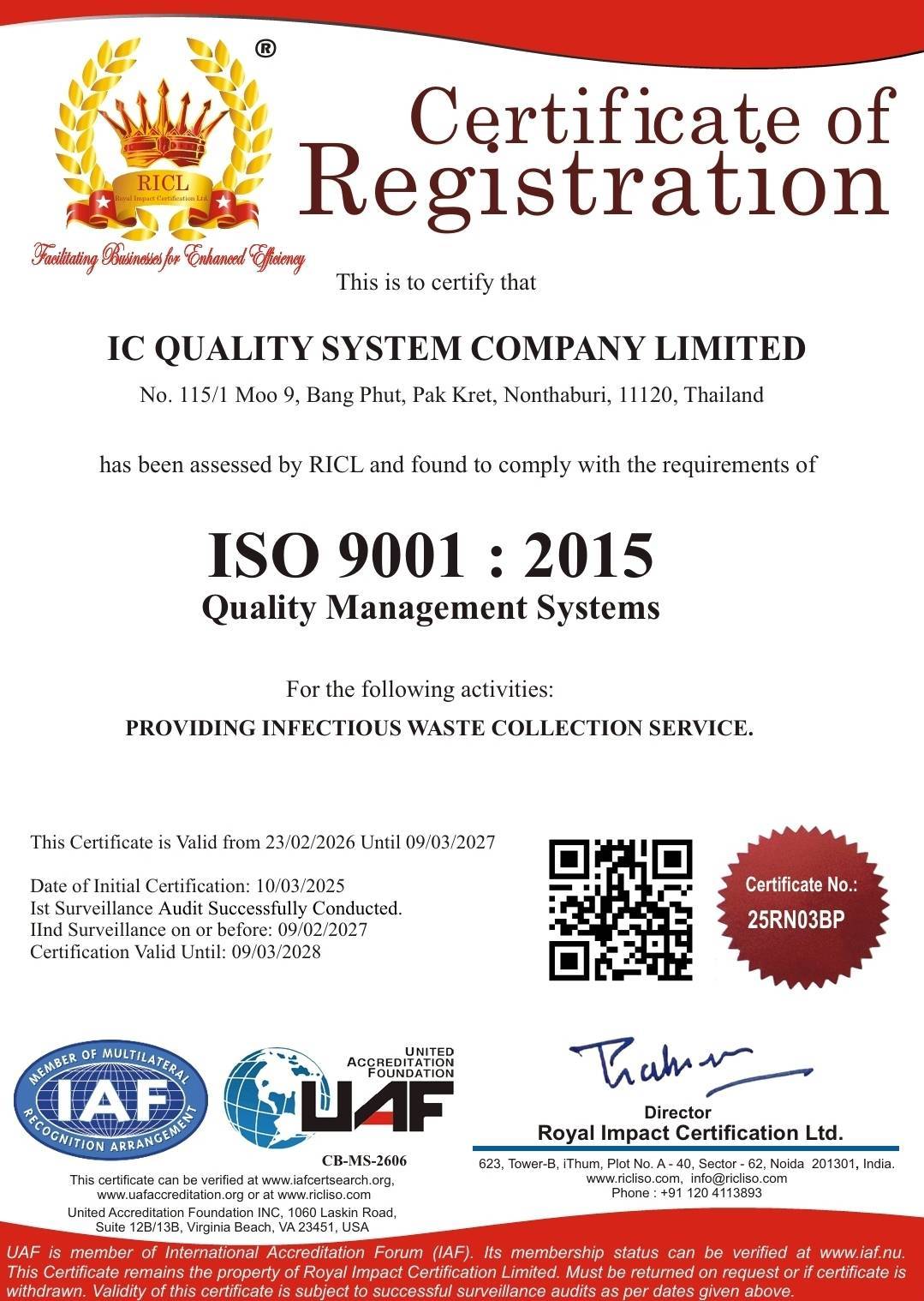 ISO 9001:2015 Certificate