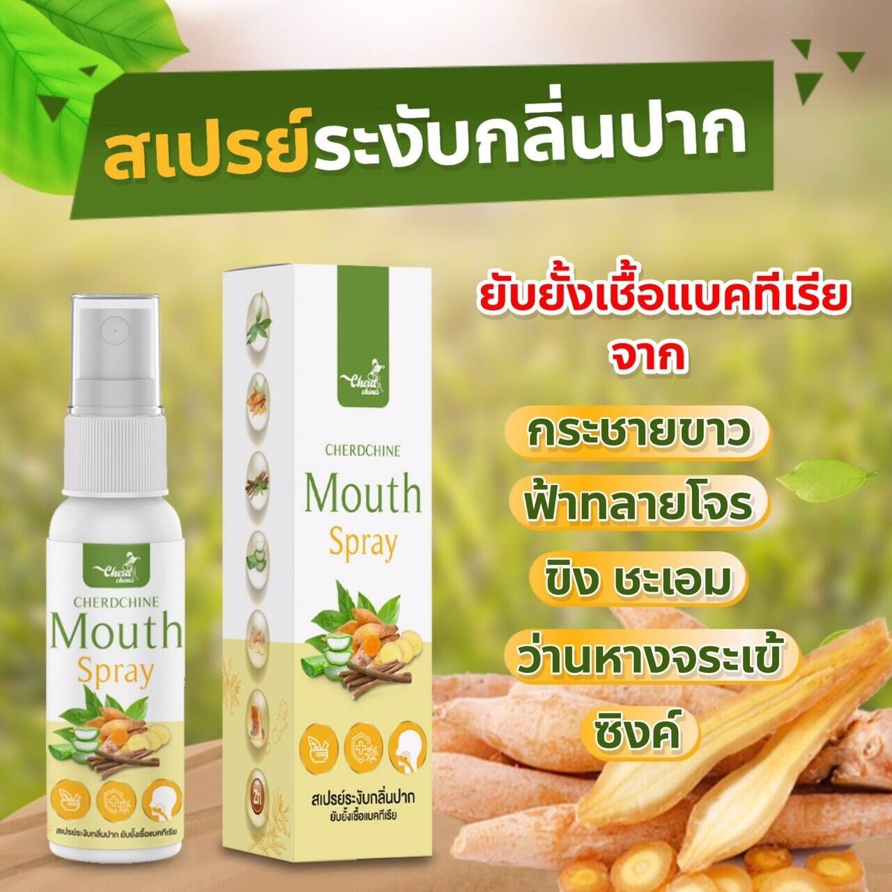 Cherdchine Mouth Spray 20 ml. สเปรย์พ่นคอ เฉิดฉาย รลดกลิ่นปาก ยับยั้ง